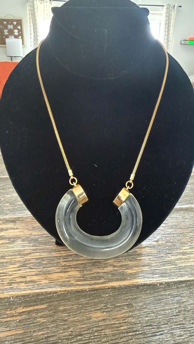 Kate Spade New York Gold-Tone Clear Lucite Horseshoe Pendant Necklace